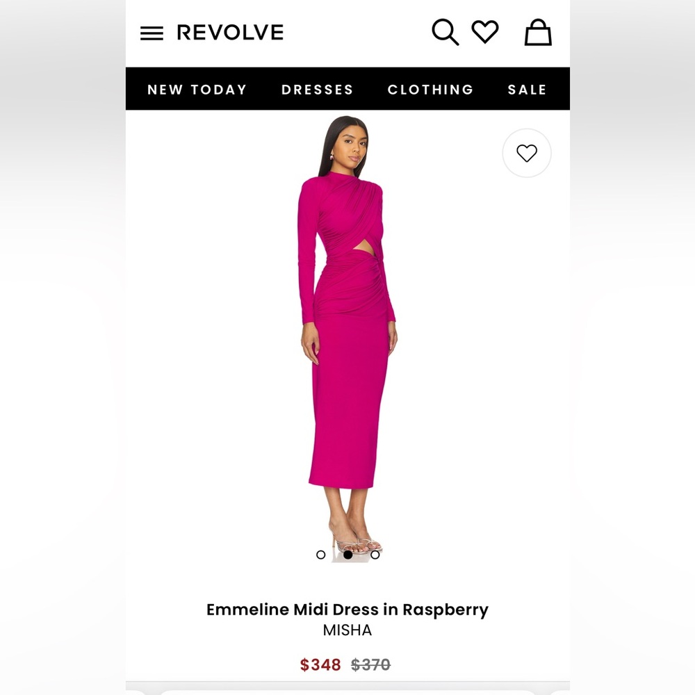 NWT Misha Emmeline Raspberry Long Sleeve Dress Size Small